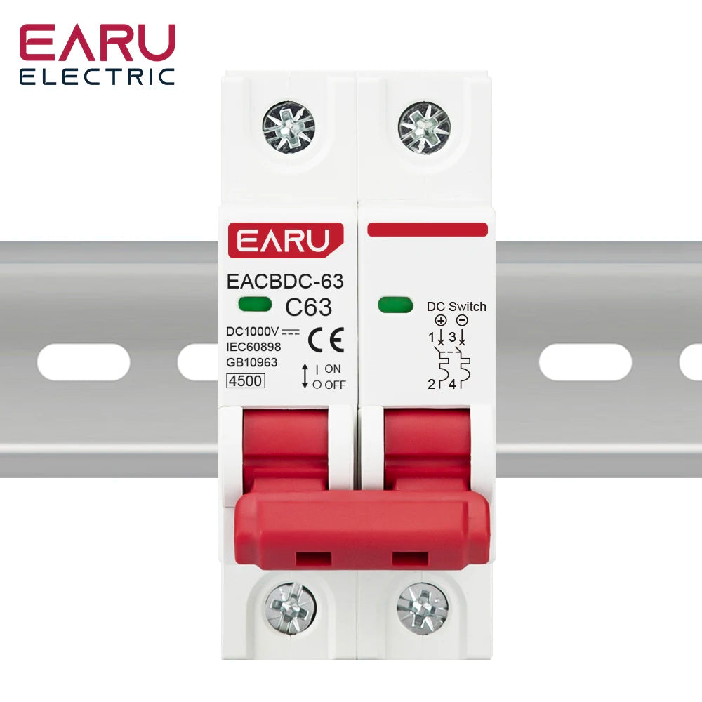 DC 1000V Solar Mini Circuit Breaker Overload Protection Switch 6A/10A/16A/20A/25A/32A/40A/50A/63A 2P DC1000V Photovoltaic MCB PV Beauty World Shop