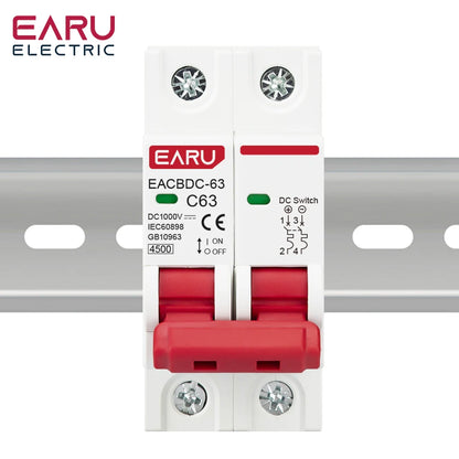 DC 1000V Solar Mini Circuit Breaker Overload Protection Switch 6A/10A/16A/20A/25A/32A/40A/50A/63A 2P DC1000V Photovoltaic MCB PV Beauty World Shop