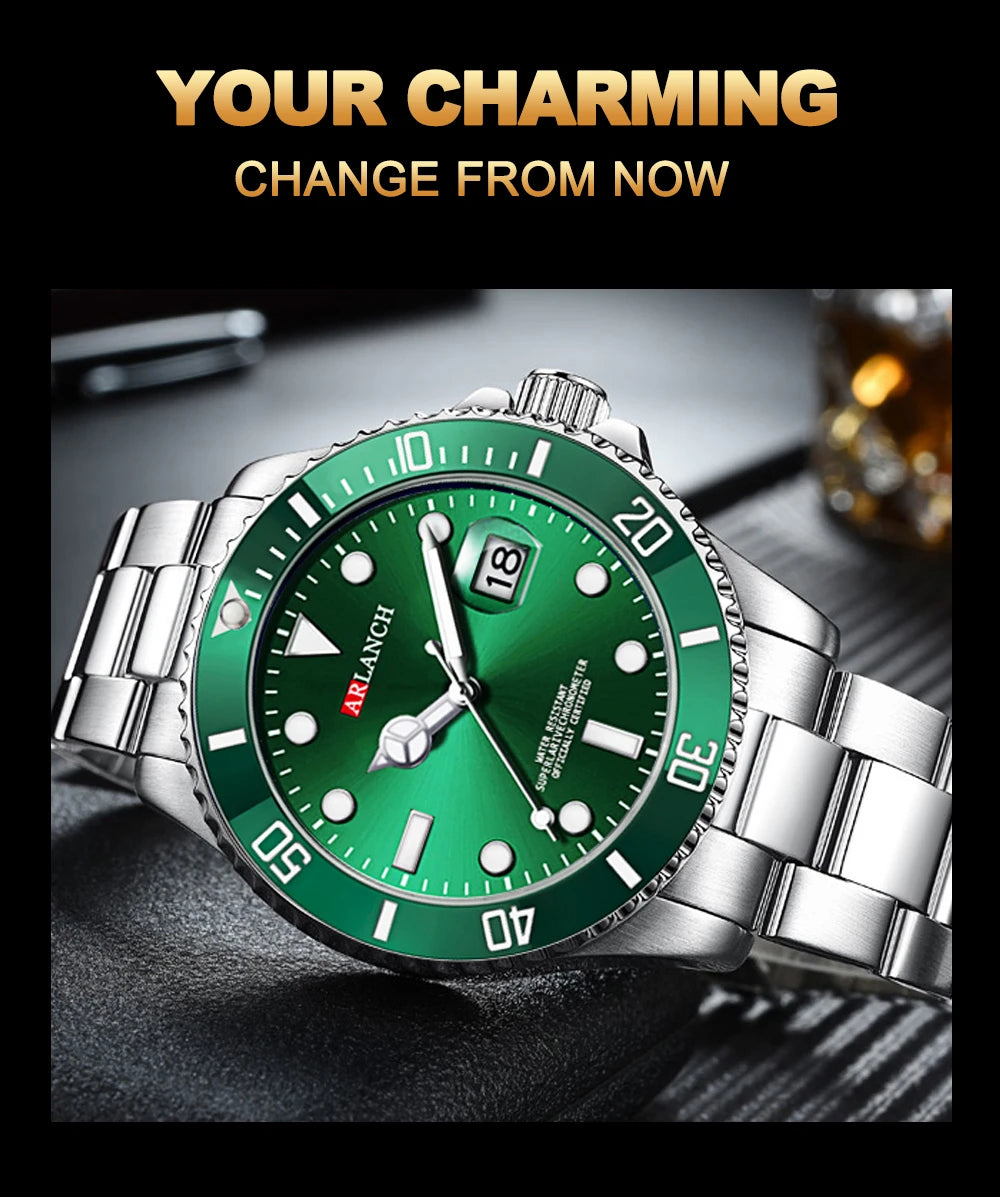 Business Stainless Steel Watch 40mm Classic Red Blue Circle Diving Series Magnifying Glass Calendar Quartz Watches montre homme Beauty World Shop