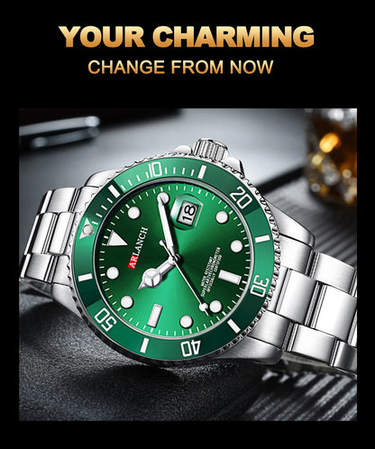 Business Stainless Steel Watch 40mm Classic Red Blue Circle Diving Series Magnifying Glass Calendar Quartz Watches montre homme Beauty World Shop