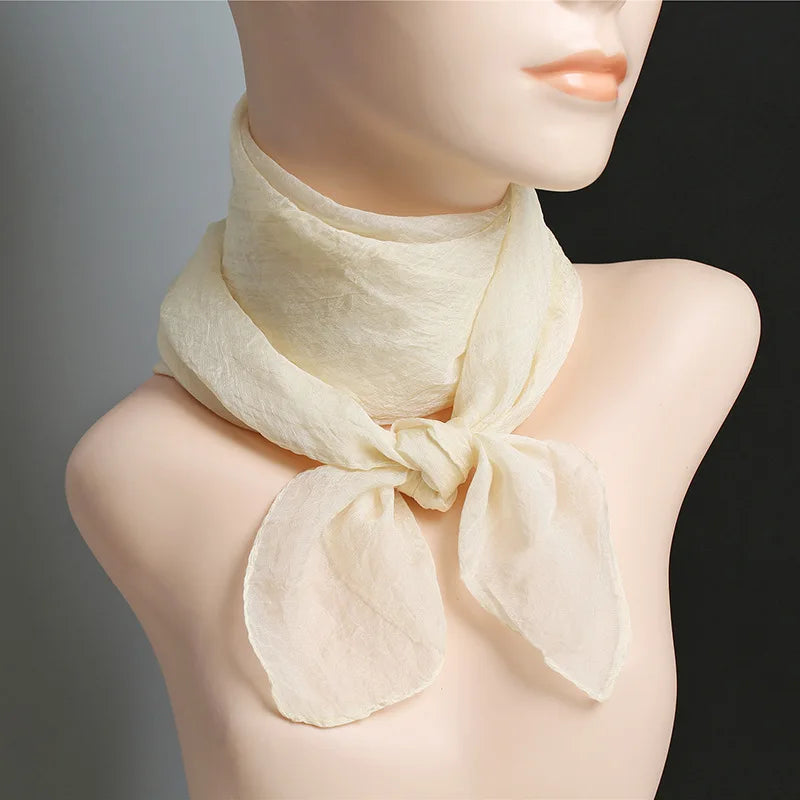 New 70X70cm Simulation Silk Scarves Women's Versatile Small Square Solid Chiffon Scarf Gauze Scarf Party Gift Beauty World Shop