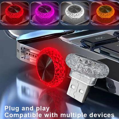 Portable Car USB Ambient Light Mini LED Decorative Atmosphere Lamps For Auto Interior Environment Light Computer Light Plug Play Beauty World Shop