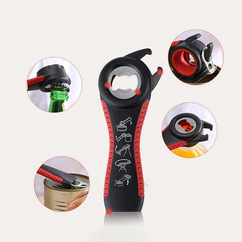 Multifunctional 6-in-1 Jar Opener And 4-in-1 Bottle Opener with Non-Slip Lids Gripper - Kitchen Tool for Easy Opening Beauty Fashion