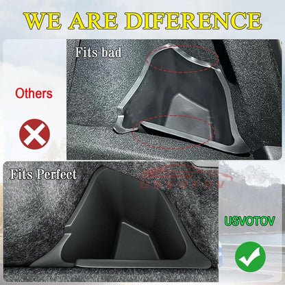 USVOTOV Trunk Organizer for Tesla Model Y Juniper Launch Refresh 2025 Rear Trunk Storage Bins Side Box Organiser TPE Accessories Beauty World Shop