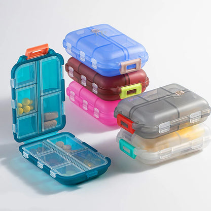 10 Compartments Travel Pill Organizer Pocket Portable Pill Storage Box Case Daily Pill Container or Purse Fish Oil Medicine Beauty World Shop