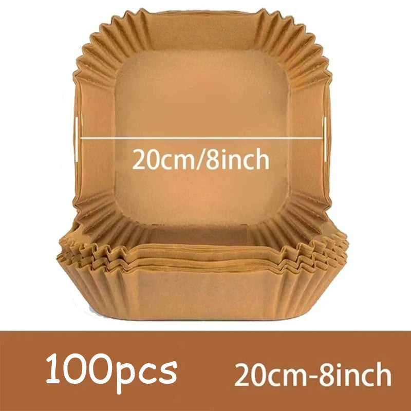 50Pcs Air Fryer Disposable Paper Non-Stick Airfryer Baking Papers Round Air-Fryer Paper Liners Paper Kitchen Accessories Beauty World Shop