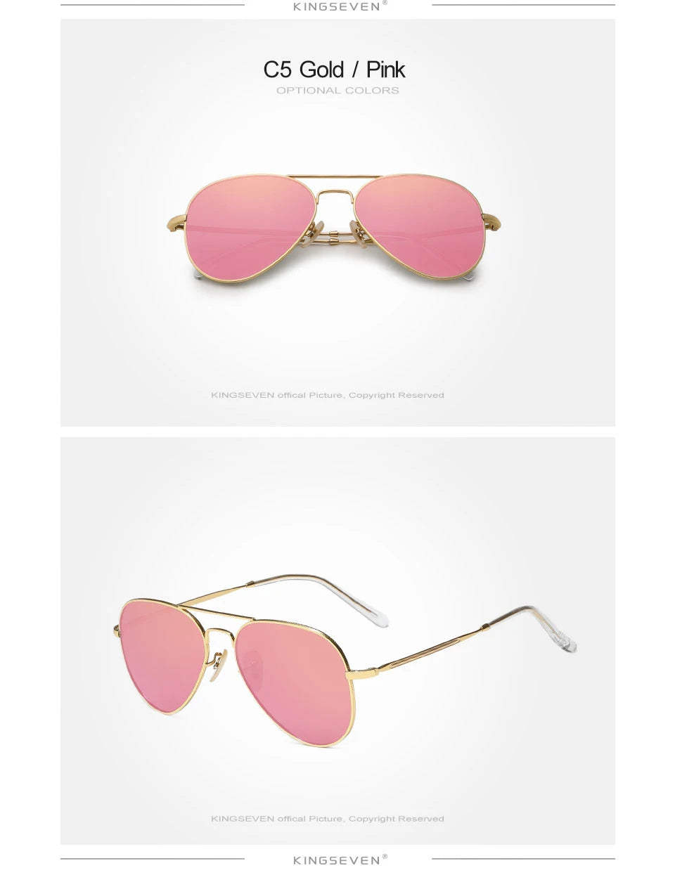 KINGSEVEN Pilot Alloy Sunglasses Polarization UV400 Anti-reflection Full Frame Parsnip Glasses Women Retro Luxury Eyewear Beauty World Shop