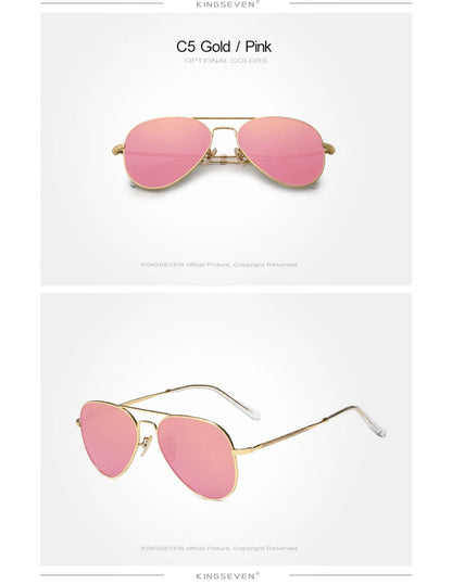 KINGSEVEN Pilot Alloy Sunglasses Polarization UV400 Anti-reflection Full Frame Parsnip Glasses Women Retro Luxury Eyewear Beauty World Shop