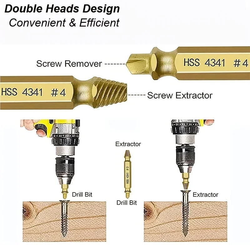 Damaged Screw Extractor Set HSS Drill Bit Stripped Broken Remover Small Easily Quickly Take Out Kit Easy Demolition Power Tools Beauty World Shop