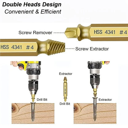 Damaged Screw Extractor Set HSS Drill Bit Stripped Broken Remover Small Easily Quickly Take Out Kit Easy Demolition Power Tools Beauty World Shop