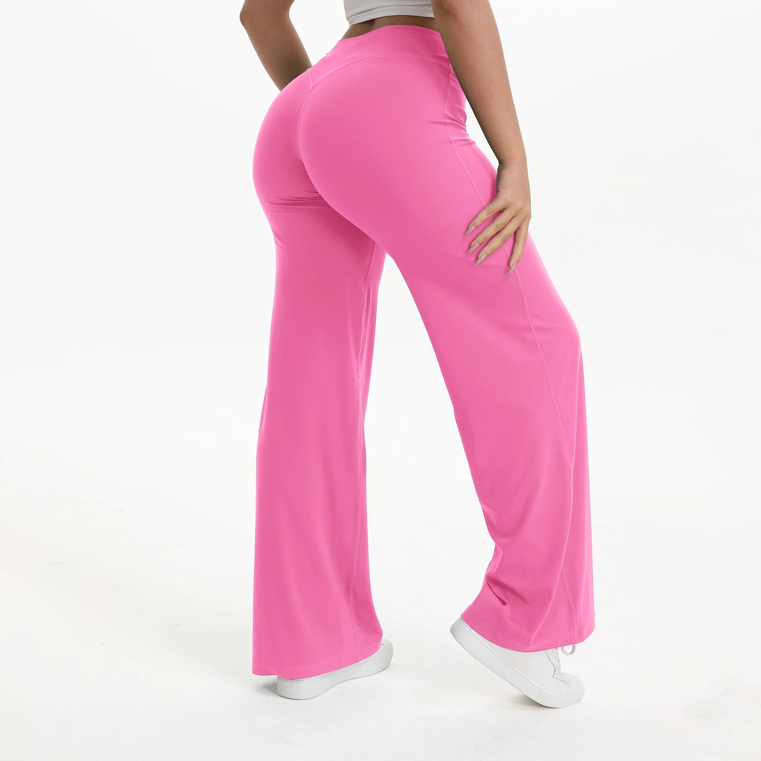 NCLAGEN SoftMotion Straight Leg Bottoms Women's Mid-Waist Yoga Pants GYM Leggings Naked Feel Pilates Running Sports Trousers Beauty World Shop