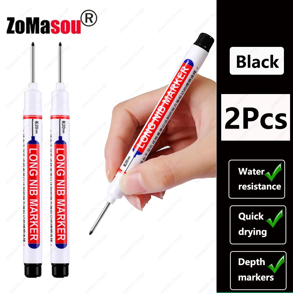 1-100Pcs 2cm Waterproof Long Head Markers Deep Hole Marker Pen for Metal Carpenter Red/Black/Blue/Green Ink Woodworking Tools Beauty World Shop