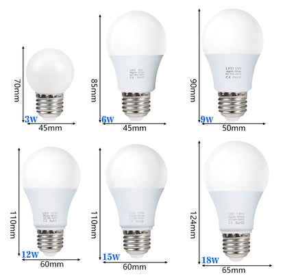 4pcs/lot E27 LED Bulb Lamps AC 220V SMD2835 3W 6W 9W 12W 15W 18W Lampada Led Light Bulbs Living Room Home Indoor LED Bombilla Beauty World Shop