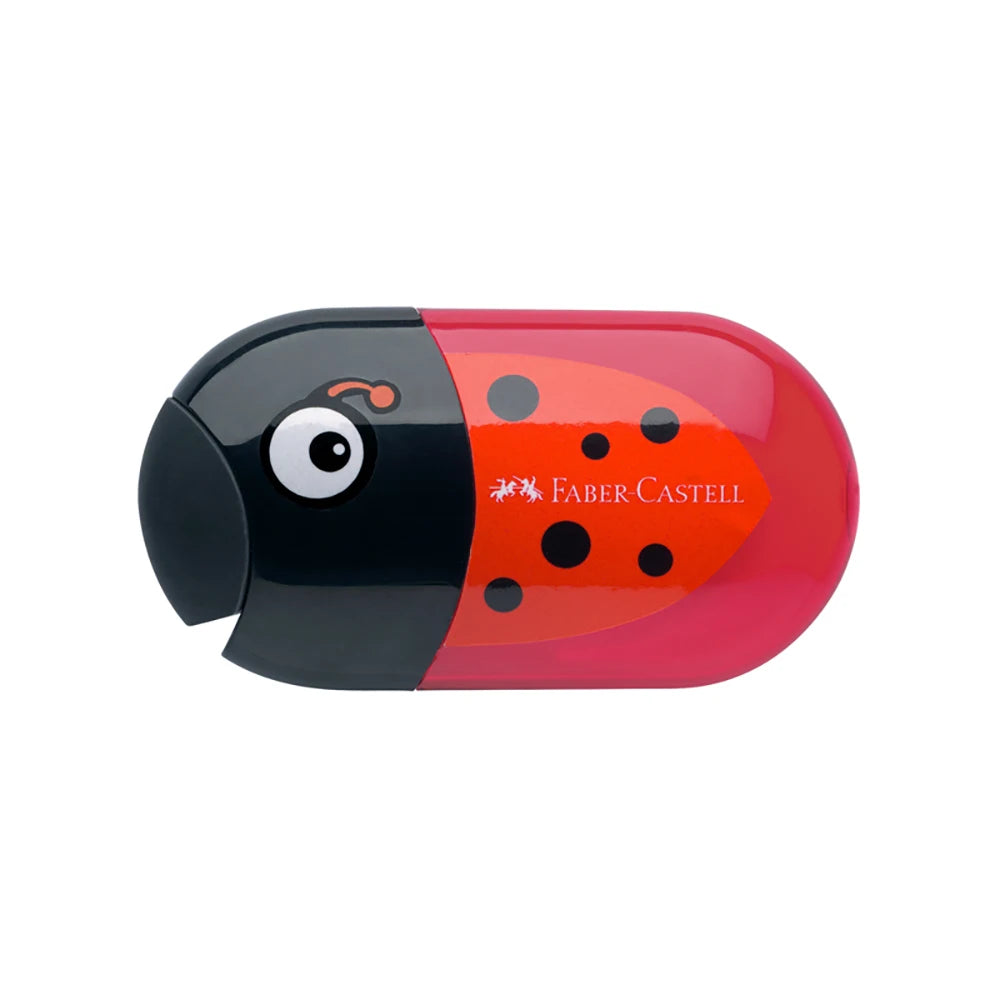 1Pc Faber Castell Double Hole Pencil Sharpener with Eraser Ladybug / Fish / Eagle Cute Stationery Back To School Beauty World Shop
