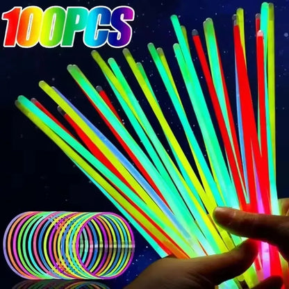 50/100Pcs Fluorescence Sticks Party Multicolor Glowing Stick Bright Colorful Light Bright Bendable Glow Bracelet Party Supplies Beauty World Shop