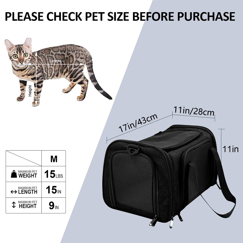 Dog Carrier Bag Soft Side Backpack Cat Pet Carriers Dog Travel Bags Airline Approved Transport For Small Dogs Cats Outgoing Beauty World Shop