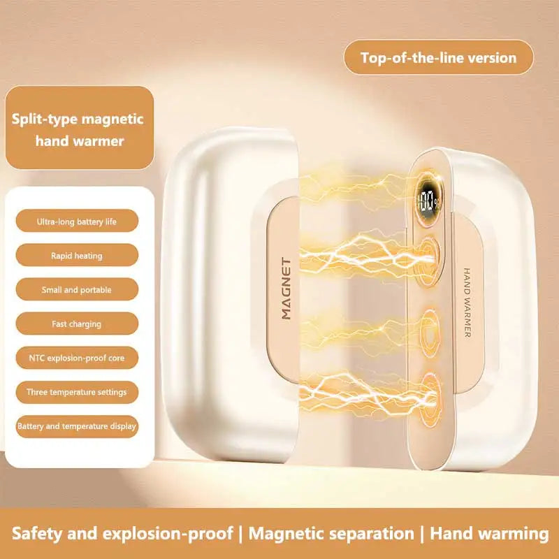 2-in-1 Magnetic Hand Warmer 60000mAh Fast charging Digital Display Mini Portable USB Rechargeable Pocket Heater 2026 Beauty World Shop