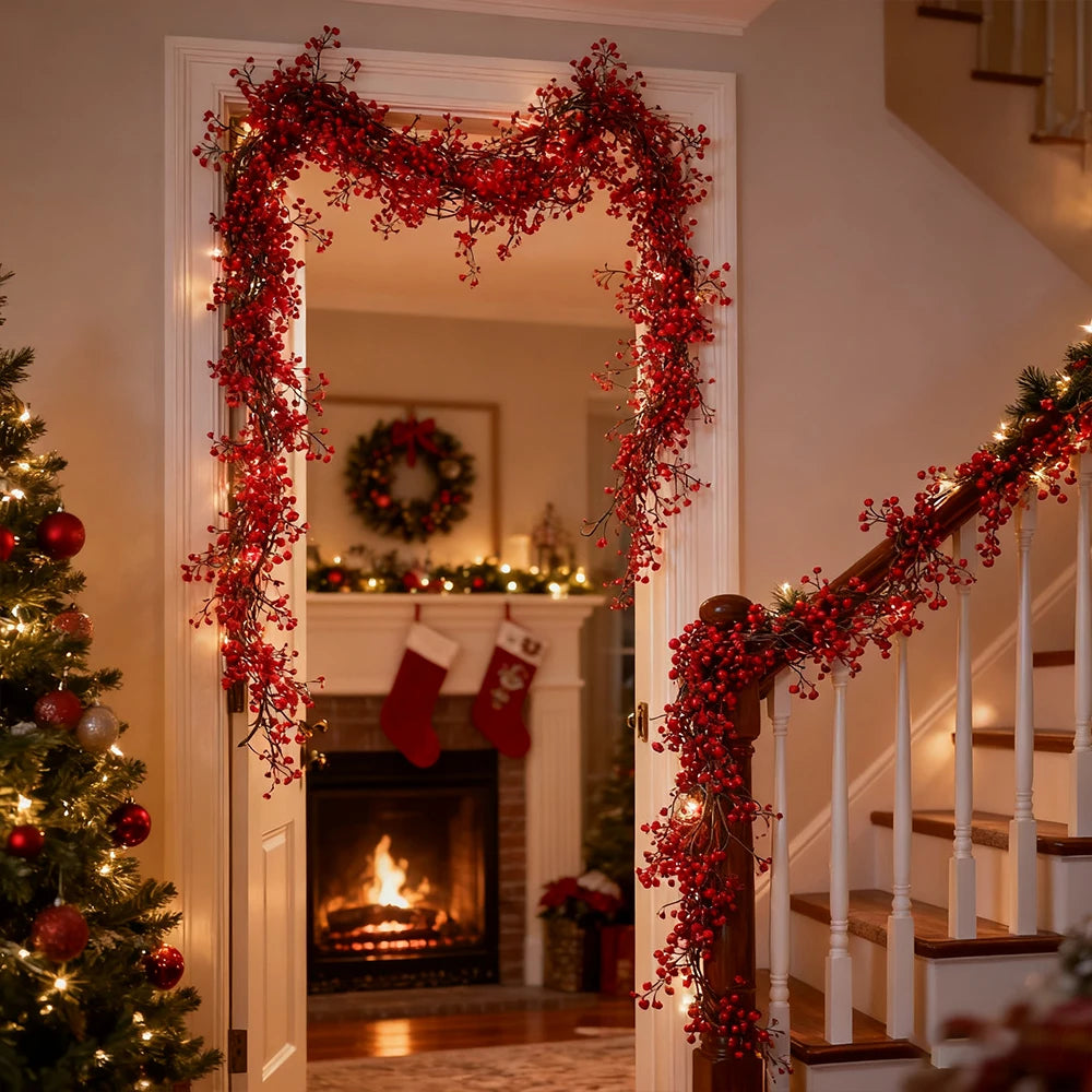 1.8m Artificial Hanging Plants Garland Plastic Red Ferns Fake Ivy Plant for Christmas Home Wedding Table Party Garden Decoration Beauty World Shop