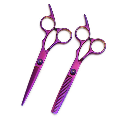 Hairdressing Scissors Japan Stainless Hair Scissors Purple Hair Cutting Scissors Barber Shop Thinning Shears Set Comb C1001 Beauty World Shop