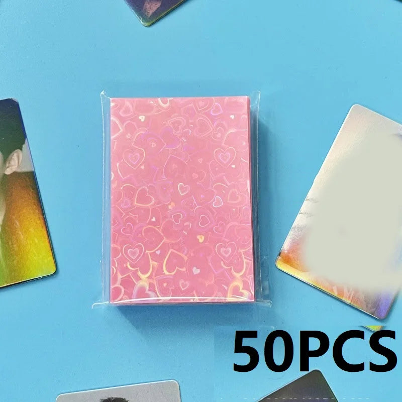 50PCS Heart Sleeves Color Photo Card Sleeve Photocard Holder Kpop Popcorn Sleeves Photo Card Packaging BQ01 Beauty World Shop