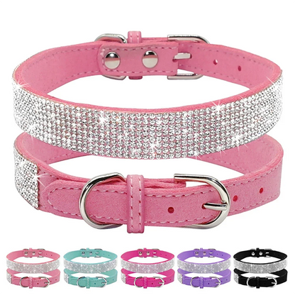 Dog Collar Crystal Glitter Rhinestone Pet Collars Zinc Alloy Buckle Collar For Small Medium Dogs Cats Chihuahua Pug Dog Collar Beauty World Shop