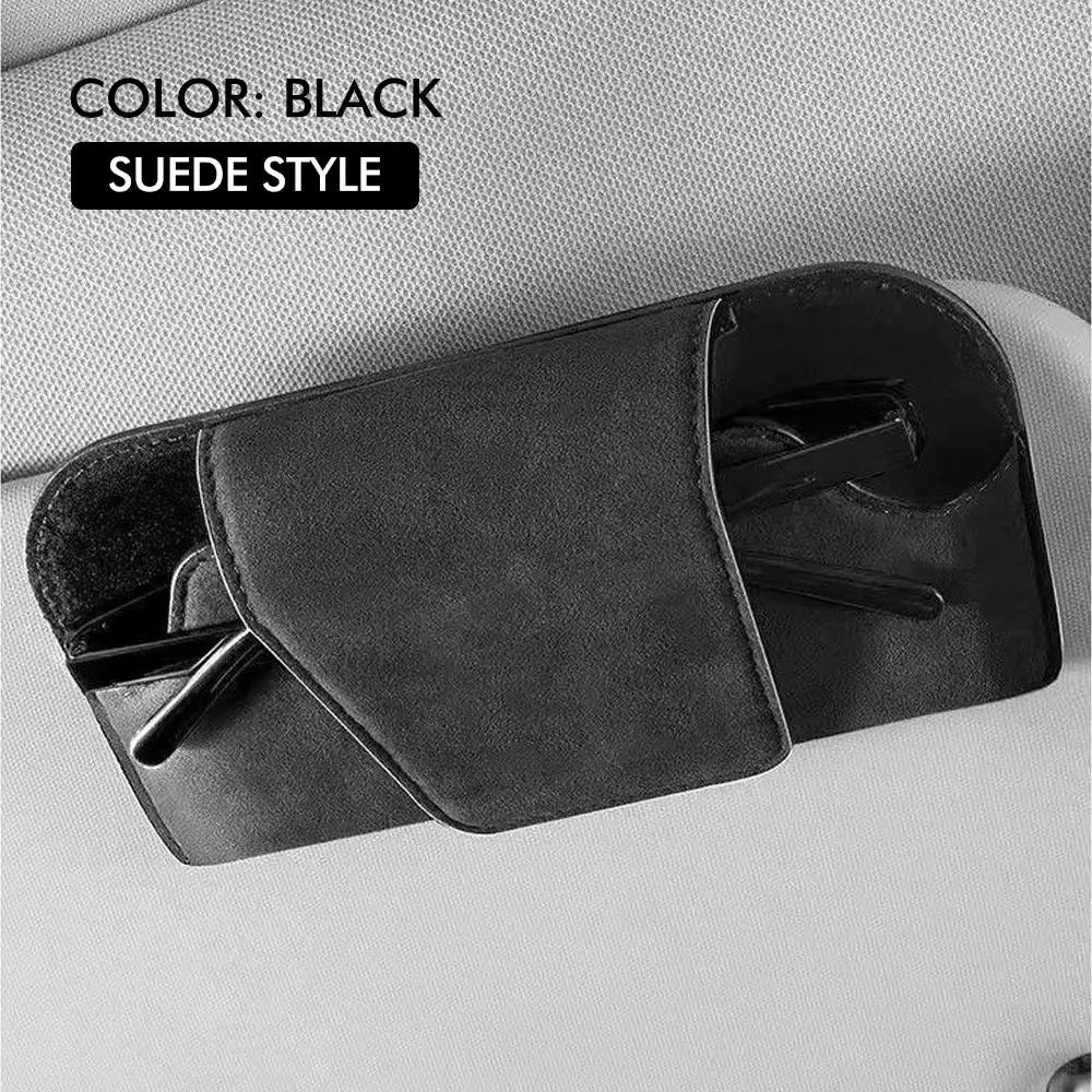 Car Glasses Case Auto Sun Visor Premium Suede Glasses Holder Wear-Resistant Sunglasses Protective Box Universal Cars Accessories Beauty World Shop