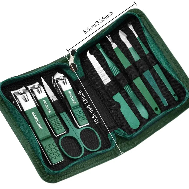 6-9 Pcs Manicure Set With Leather Case Professional Foot And Face Care Tool Kits Stainless Steel Nail Clipper Sets Gift Beauty Fashion