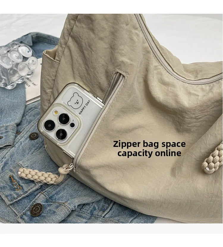 Trendy Women's Soft Cloth Shoulder Bag Solid Color Student 2026 Spring Y2k Casual Style Big Handbags Crossbody Bags for Women Beauty World Shop