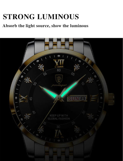 POEDAGAR Luxury Brand Men Watches Waterproof Luminous Leather Quartz Man Wristwatch Casual Sports Military Watch For Men relogio Beauty World Shop