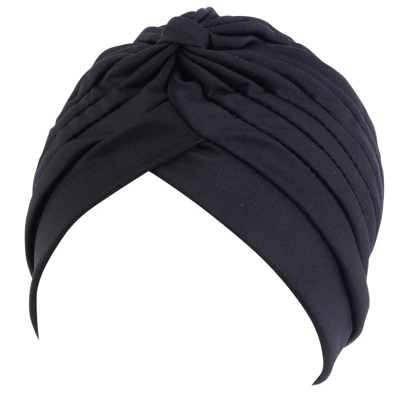 New Knotted Ruffle Turban Ladies Soft Headscarf Casual Streetwear Female Muslim Hijab Indian Hats Cancer Chemo Cap Turbante Beauty World Shop