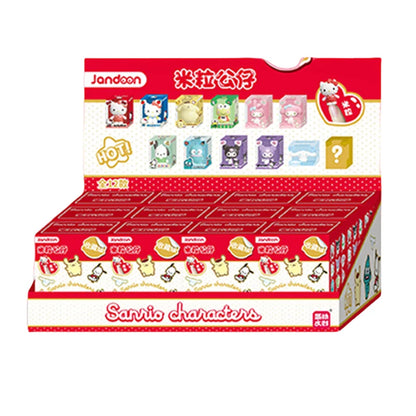JANDOOM Sanrio Kuromi Hello Kitty Cinnamon Kitty Cat Anime Figure Rice Grain Doll Blind Box Toys Desktop Ornament Children Gifts Beauty World Shop
