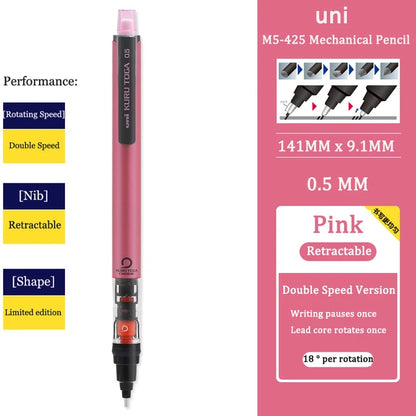 UNI KURUTOGA Mechanical Pencil M5-452 Creative Writing Continuous Sketch 0.5mm Lead Automatic Rotating Mechanical Pencil Beauty World Shop