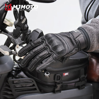 With CE Approved Summer Retro Perforated Leather Motorcycle Gloves Men Women Full Finger Motocross Dirt Biker Glove Guantes Moto Beauty World Shop