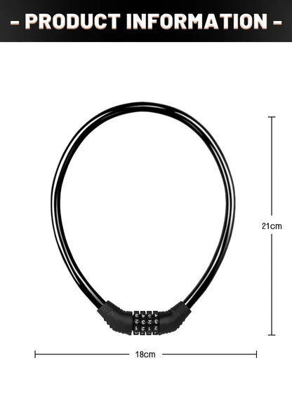 Bike Lock Mountain Bike Portable Security 4-digit Code Bike Lock for Bicycle Motorcycle Scooter Beauty World Shop