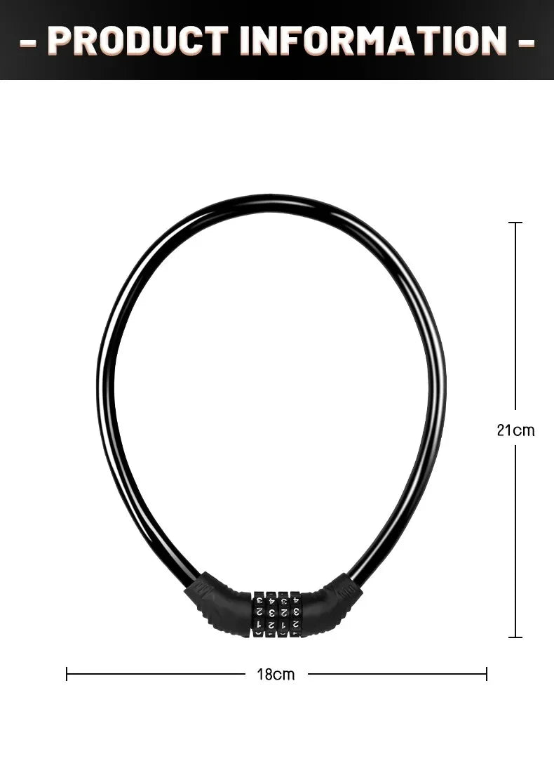 Bike Lock Mountain Bike Portable Security 4-digit Code Bike Lock for Bicycle Motorcycle Scooter Beauty World Shop