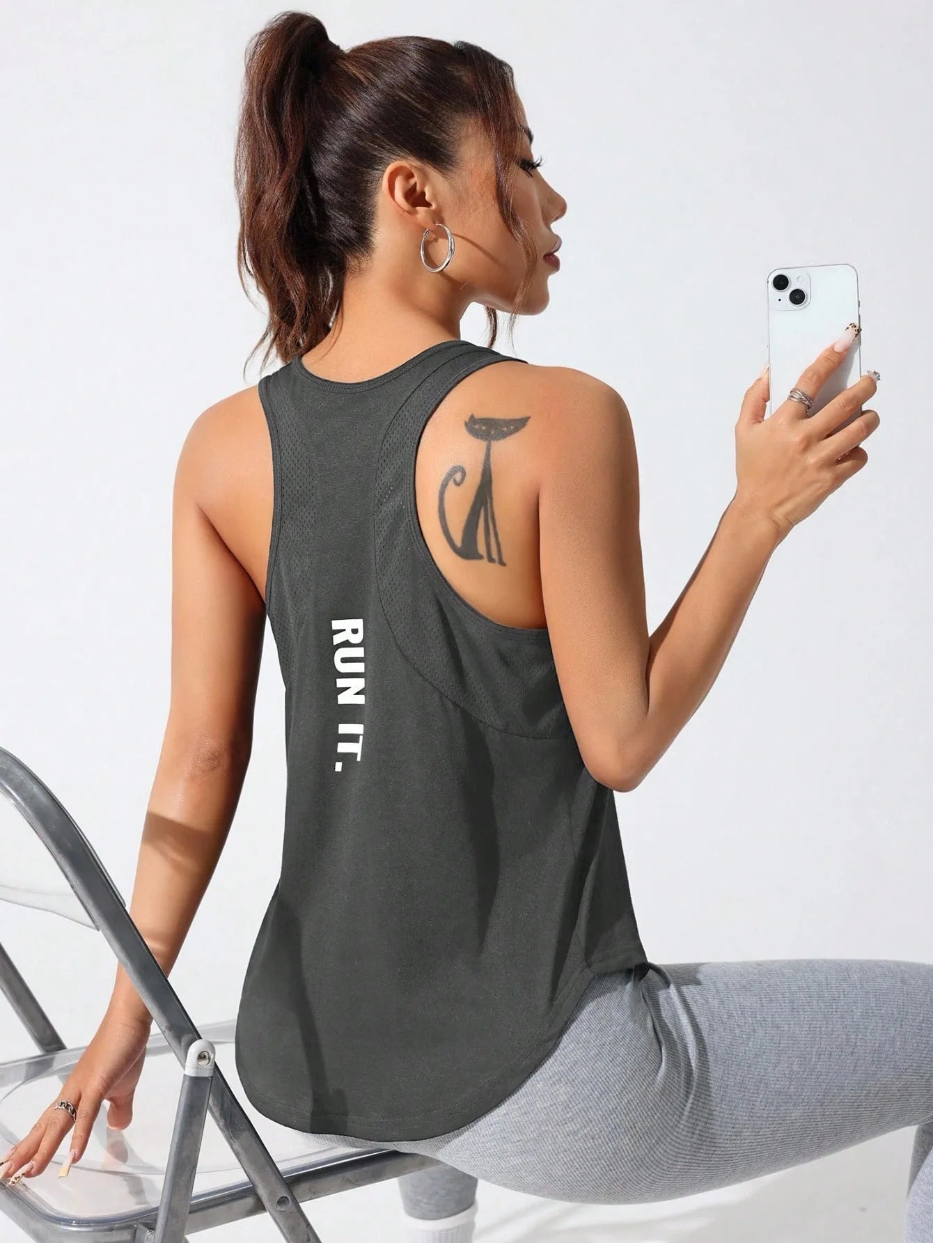 Women's running vest, special letter style, loose long top vest, a good choice for yoga running Beauty World Shop