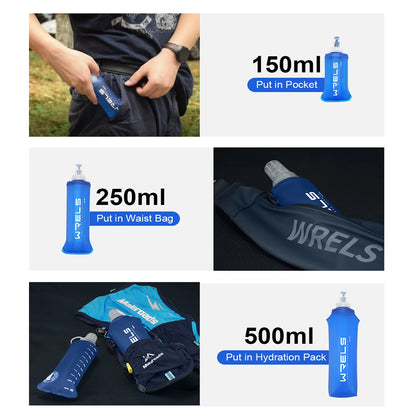 1pc150ml/250ml/500ml Outdoor Collapsible Silicone Bite Size Water Bottle Running Camping Hiking Travel Convenient Water Bottle Beauty World Shop