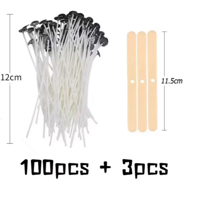 100pcs Waxed Cotton Candle Wicks Set with Stand Original Smokeless Candle Wicks Soy Oil Wax Core Woven Making Candles Supplies Beauty World Shop