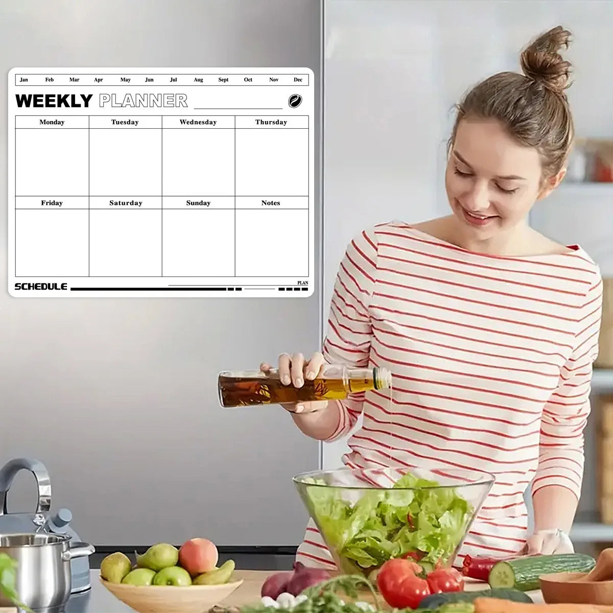Magnetic Refrigerator Calendar Sticker - Reusable Weekly/Monthly Planner, Customizable Note Board for Home Office Beauty World Shop