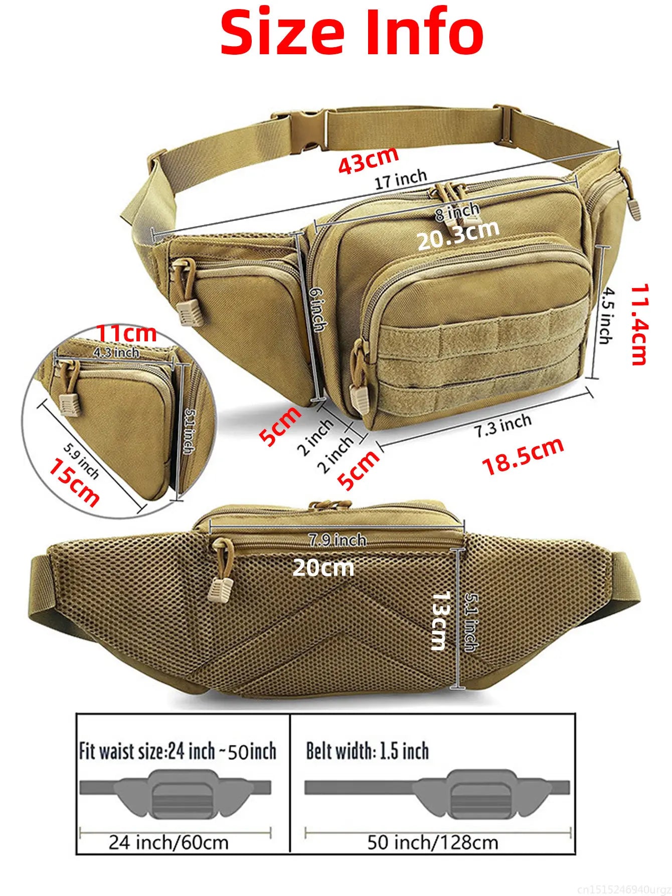 Men Waist Bag Belt Bumbag Waterproof Nylon Molle EDC Fanny Phone Pouch for Hunting Climbing Camping Beauty World Shop