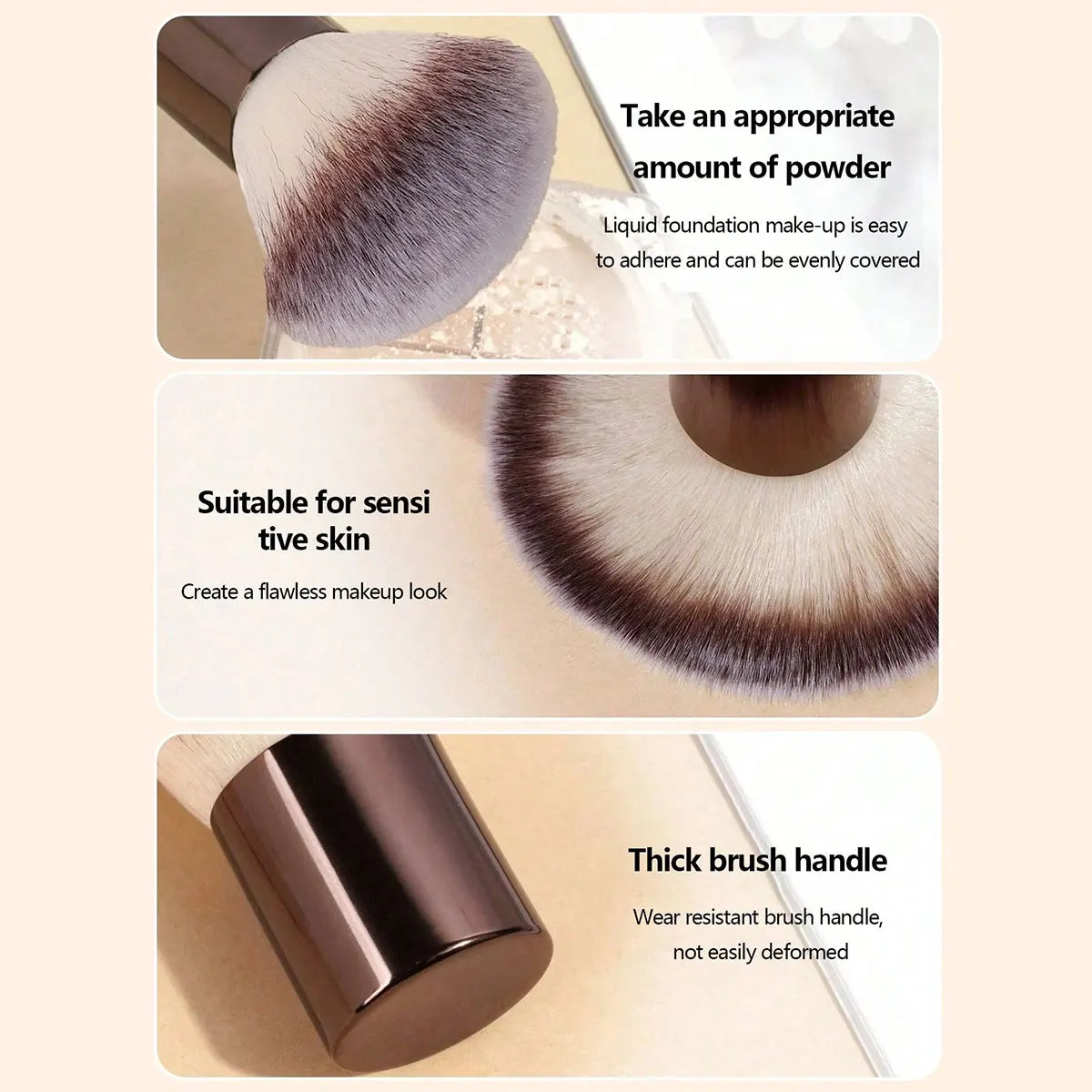 7pcs Professional Makeup Brush Set, Includes: 4pcs Dual-Ended Face Brushes, 1pc Angled Brush, 1pc Short Handle Foundation Brush, Beauty World Shop