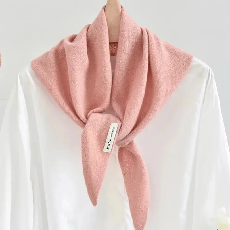 100% Australian Wool Knitted Triangle Scarf Shawl Women's Autumn  Winter Warm Neck Protection Scarf Decorative  Small Scarf Beauty World Shop