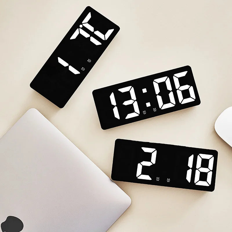 Creative Number Clock Color Nightlight Temperature Calendar Alarm Clock LED Large Number Electronic Clock Backlight Home Decor Beauty World Shop