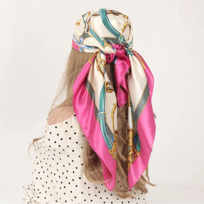 90*90cm Silk Scarf Scarftop Headwraps Women Four Seasons Hair Scarve Hijab Foulard Iuxe Bandana Femme Headscarf Beauty World Shop