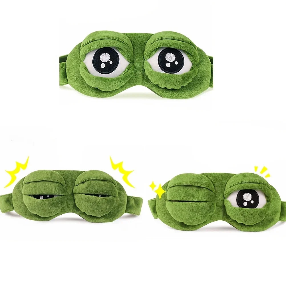 3D Sad Frog Sleep Mask Natural Sleeping Eyeshade Cover Shade Eye Patch Women Men Soft Portable Blindfold Travel Eyepatch Beauty World Shop