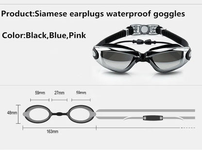 Swimming Goggles Adult Pool Glasses Anti Fog Men Women UV Protection Optical Waterproof Swim Eyewear with Earplugs Beauty World Shop