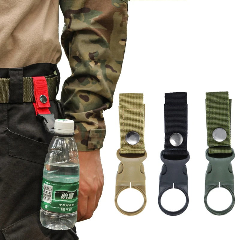 Webbing Water Bottle Holder Climbing Carabiner Belt Backpack Hanger Hooks Clip Multifunction Water Bottle Nylon Buckle Hook Clip Beauty World Shop