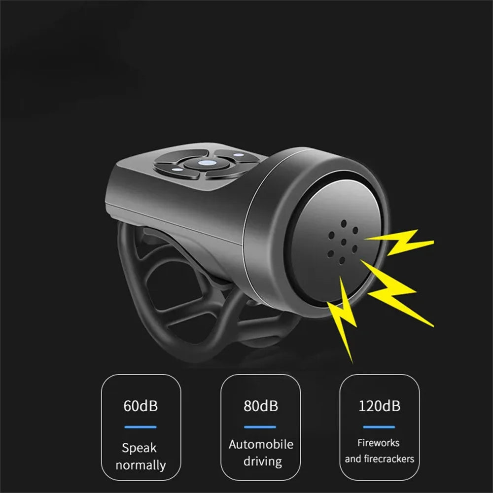 USB Rechargeable Bicycle Electric Bell Motorcycle Horn 4 Modes Mountain Bike Bell Cycling Anti-theft Alarm Horn Bike Accessorie Beauty World Shop