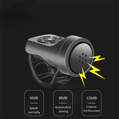 USB Rechargeable Bicycle Electric Bell Motorcycle Horn 4 Modes Mountain Bike Bell Cycling Anti-theft Alarm Horn Bike Accessorie Beauty World Shop
