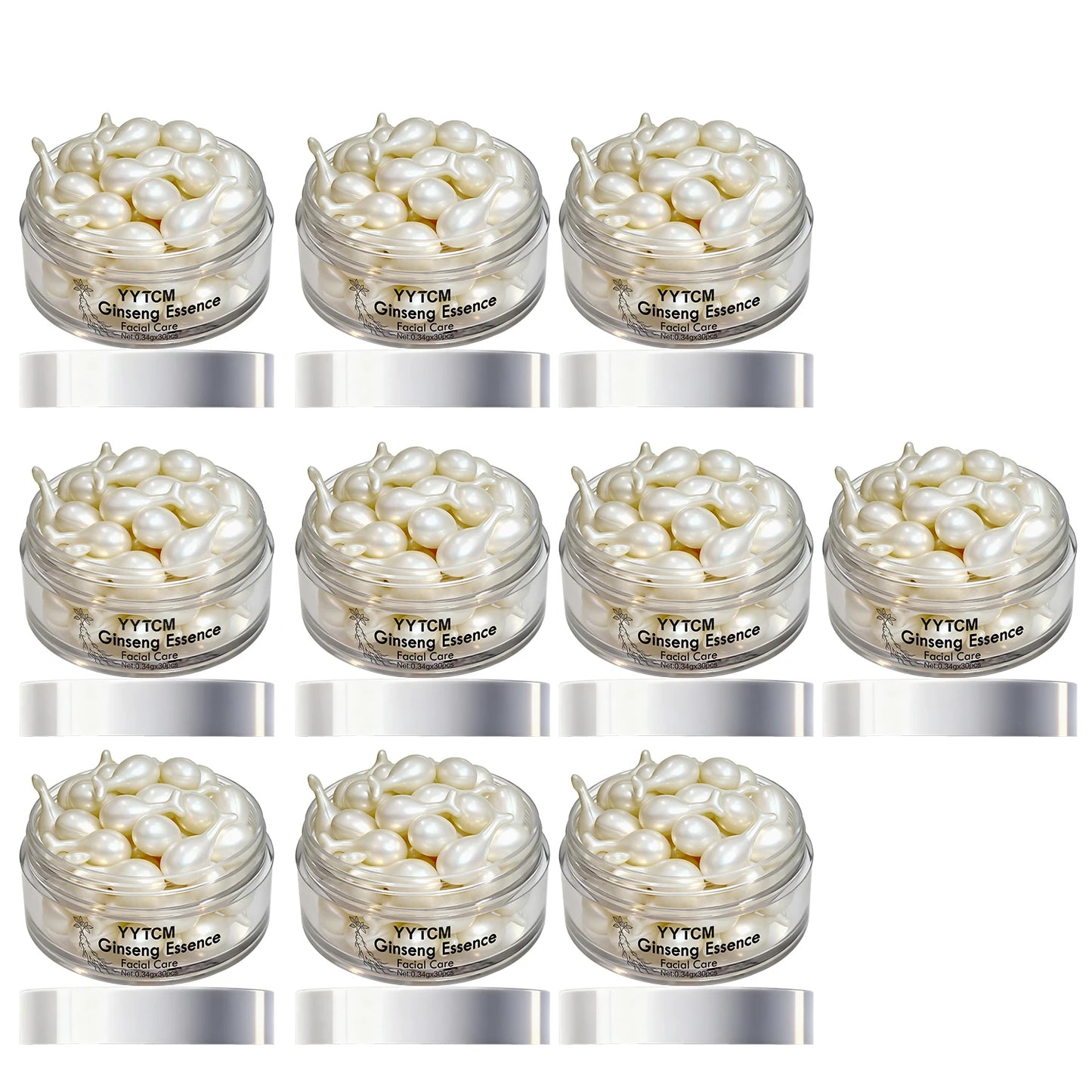 Ginseng Essence Capsules, Moisturizing and Firming Essence Serum, Contains Squalane, Niacinamide, Vitamin E, Retinol, Deep Hydration (0.34Gx30 Capsules)/Bottle-1 Bottle Beauty World Shop